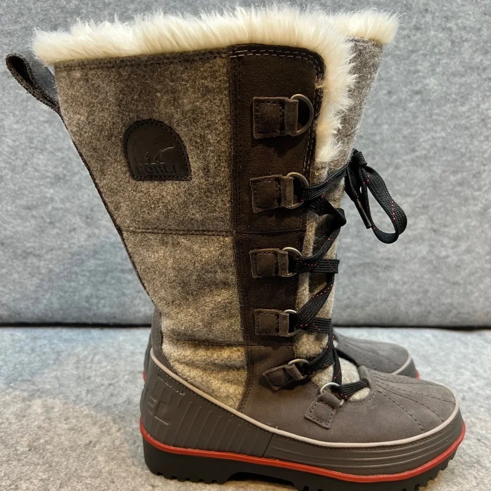 Sorel Joan of Arctic Gray Waterproof Winter Snow Boots Tall‎ Lace Up Womens6